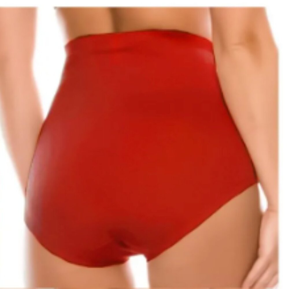 Microfiber Hi-Waist Full Brief/Red/ Medium